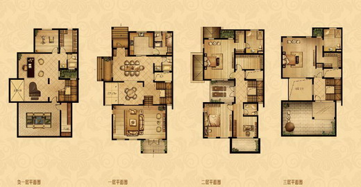點(diǎn)擊圖片放大 四室二廳四衛(wèi)298平米雙拼別墅