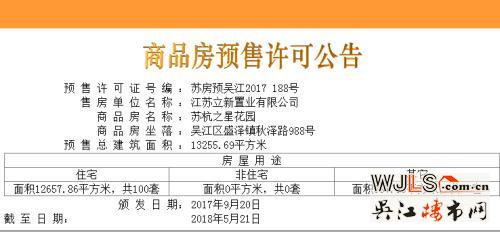蘇杭之星領(lǐng)取預(yù)售證 備案價(jià)8211-11636元/平