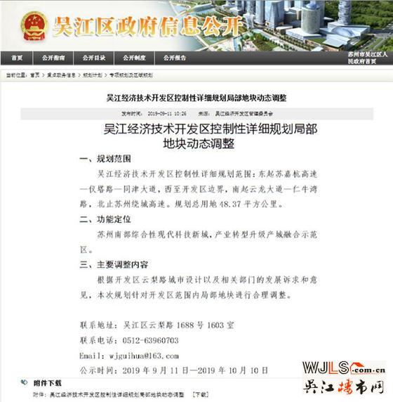 吳江經(jīng)開區(qū)局部控規(guī)調(diào)整 新增住宅用地