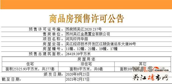 河風(fēng)印月華庭領(lǐng)預(yù)售證  備案價18105-22020元/平米