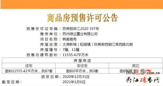 楓和九里領(lǐng)預售證  備案價24986-27086元/平米
