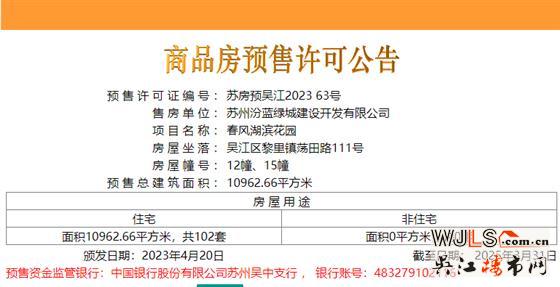均價22440元/平！春風湖濱領取預售證