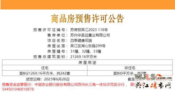 均價(jià)21319.84元/㎡！四季健康花園領(lǐng)預(yù)售證